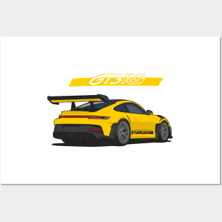 Rear car 911 gt3 rs yellow Posters and Art